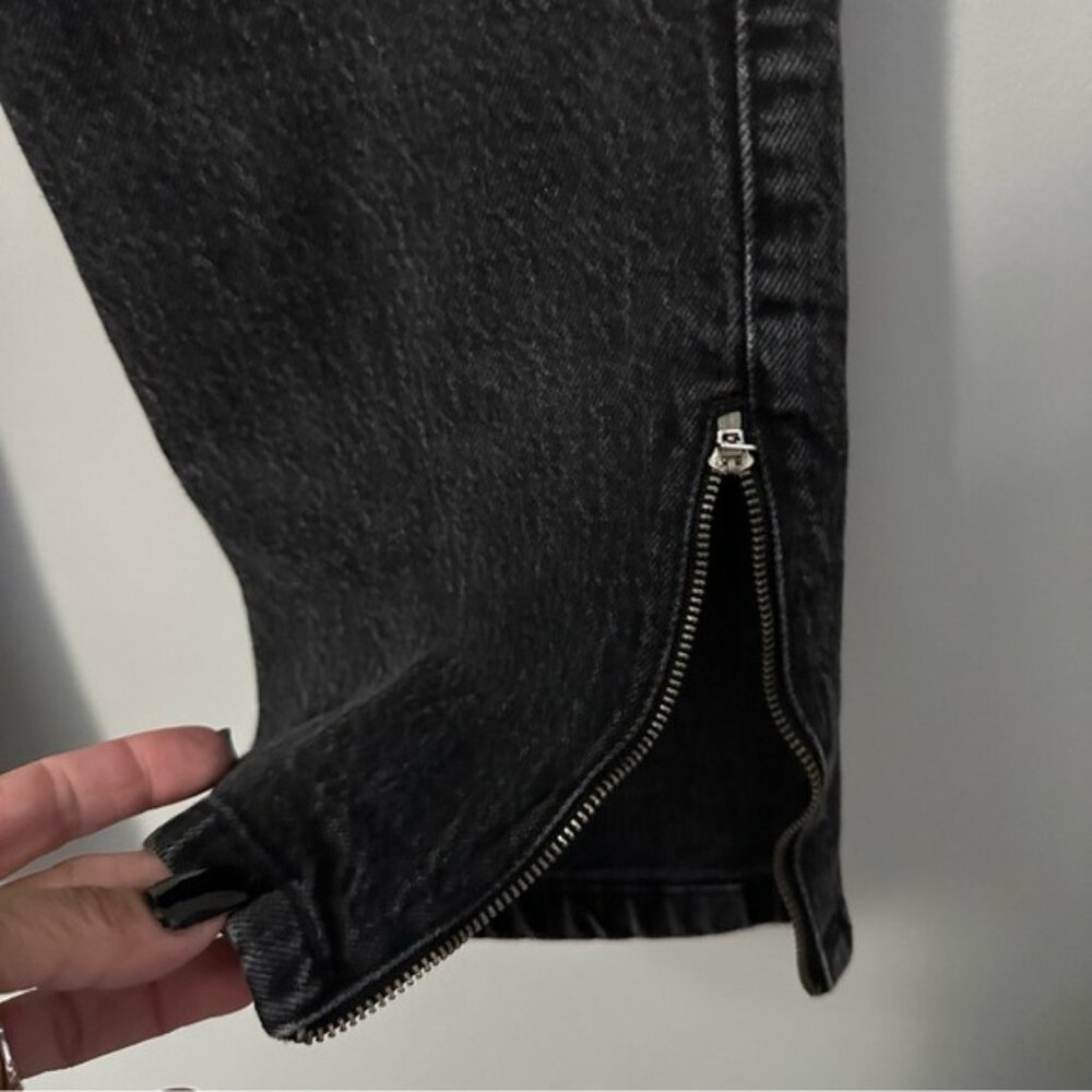 Social Tourist Black Zip Hem Straight Jeans W26 Y2K Grunge Streetwear - Picture 7 of 11